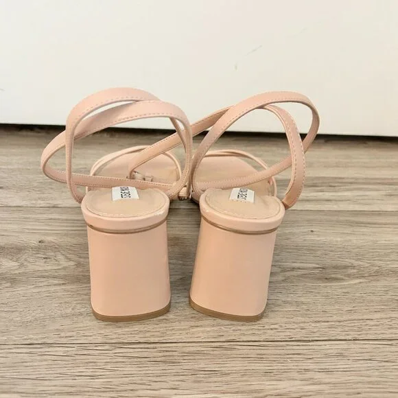 Steve Madden Eva Strappy Sandal Block Nude Heels Size 8 - Picture 6 of 10